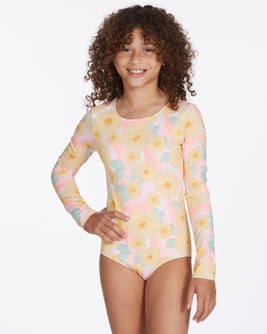 Girls' Billabong Sweet Sunset Long Sleeve Swimsuits Multicolor | 412KNJSRM