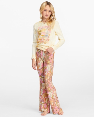 Girls' Billabong Tell Me Cozy High-Waisted Flare Pants Chocolate | 349MXCLTD