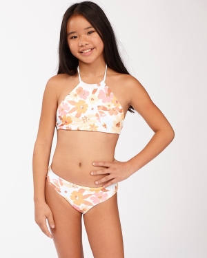Girls' Billabong Walk In The Sun Reversible High-Neck Set Swimwear Multicolor | 802TDGLKY