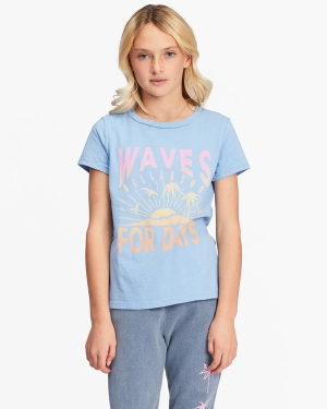 Girls' Billabong Wave For Days Graphic Boyfriend T Shirts Light Indigo | 254DSEKPC
