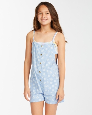 Girls' Billabong Wave Watch Jr Romper Playsuit Blue | 974EWQMUB