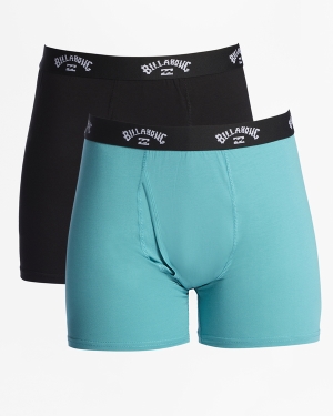 Men's Billabong 2-Pack Core Boxer Briefs Underwear Light Turquoise | 798HZGSVM