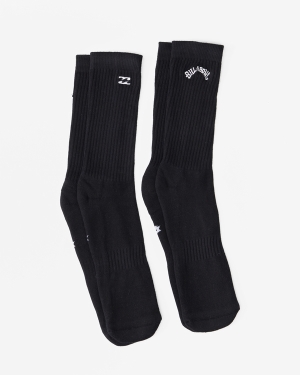 Men's Billabong 2-Pack Core Crew Socks Black | 970QTSAOX