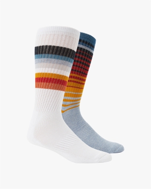 Men's Billabong 2 Pack Faded Stripe Crew Socks White | 471UEPNHC