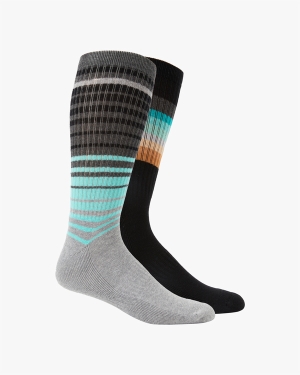Men's Billabong 2 Pack Faded Stripe Crew Socks Black | 743MPHAXC