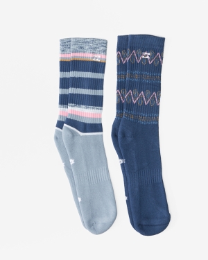 Men's Billabong 2-Pack Paisley Crew Socks Navy | 217PTXIBZ