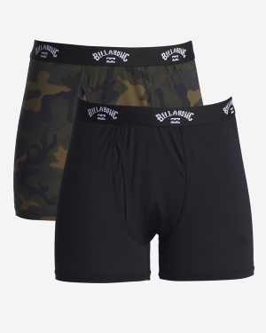 Men's Billabong 2-Pack Performance Boxer Briefs Underwear Olive | 401BIZSHD