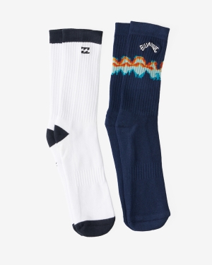 Men's Billabong 2-Pack Tie-Dye Crew Socks Navy | 346FCDUEG