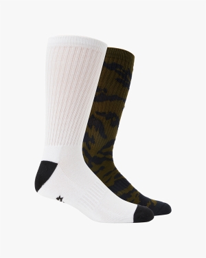Men's Billabong 2 Pack Zebra Block Crew Socks Olive | 451HZQLKT