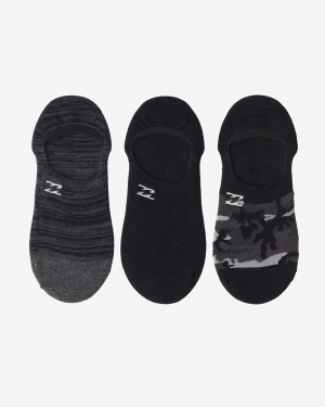 Men's Billabong 3-Pack Camo No-Show Socks Black | 786CJMVWN