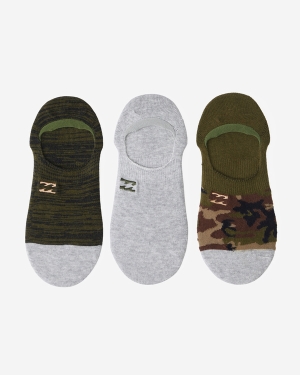 Men's Billabong 3-Pack Camo No-Show Socks Green | 879GKPAYE