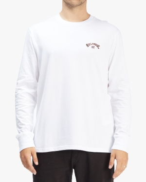 Men's Billabong A/Div Arch Organic Long Sleeve T Shirts White | 062AHONQF