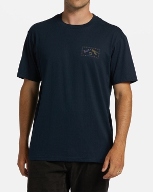 Men's Billabong A/Div Arch Short Sleeve T Shirts Navy | 761GWVQDU