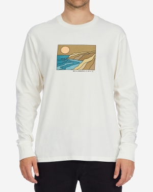 Men's Billabong A/Div Boulder Organic Long Sleeve T Shirts White | 280QFCMBA