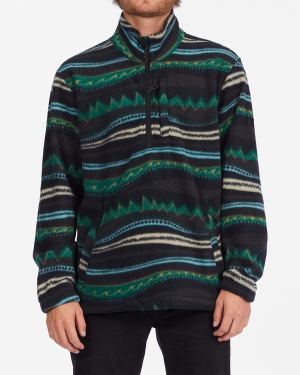 Men's Billabong A/Div Boundary Half-Zip Mock Neck Pullover Fleece Sweaters Black | 827KWYIOE