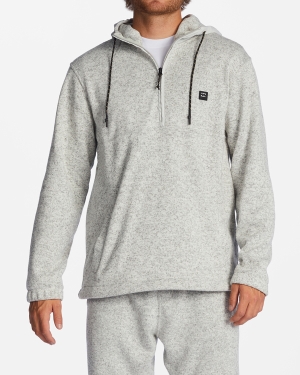 Men's Billabong A/Div Boundary Hooded Half-Zip Pullover Fleece Jackets Grey | 365IDVLSC