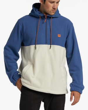 Men's Billabong A/Div Boundary Hooded Half-Zip Pullover Fleece Jackets Blue | 806XVSWTK