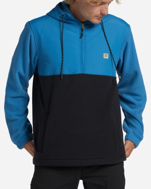 Men's Billabong A/Div Boundary Hooded Half-Zip Pullover Fleece Jackets Deep Blue | 837FMZPEI