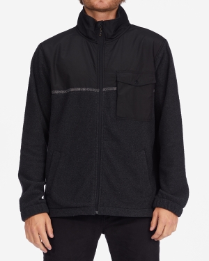 Men's Billabong A/Div Boundary Trail Zip-Up Fleece Jackets Black | 186ZBMDPJ