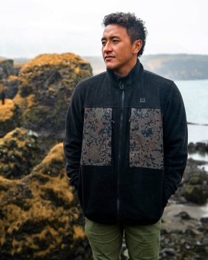 Men's Billabong A/Div Canyon Graphene Zip-Up Fleece Jackets Black | 418IXTZBQ