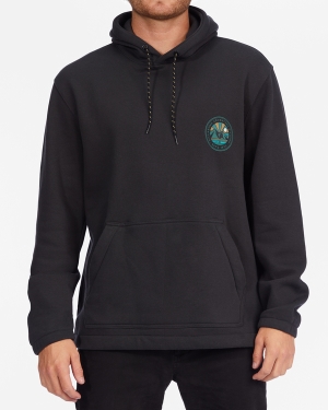Men's Billabong A/Div Compass Pullover Hoodie Black | 621IWCFLS