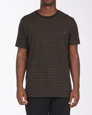 Men's Billabong A/Div El Dorado Hemp Stripe Crew T Shirts Black | 391CIUYJD