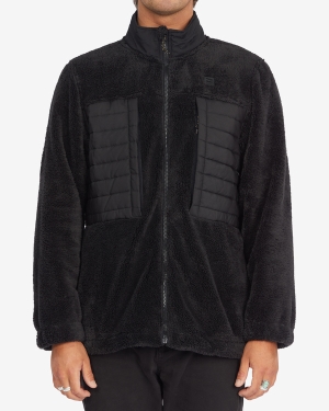 Men's Billabong A/Div Glacier Mock Neck Zip-Up Fleece Jackets Black | 627ULZRHO