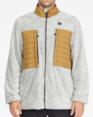 Men's Billabong A/Div Glacier Mock Neck Zip-Up Fleece Jackets Grey | 805RENIOY