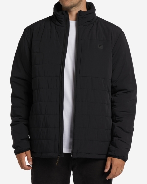 Men's Billabong A/Div Journey Plus Mock Neck Zip-Up Jackets Black | 619IFRXCU