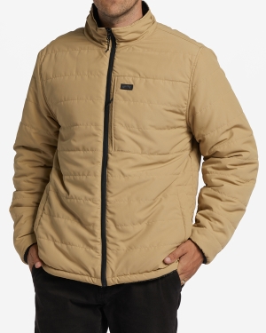 Men's Billabong A/Div Journey Reversible Zip-Up Jackets Brown | 281QUXHSZ