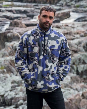 Men's Billabong A/Div Otis Boundary Mock Neck Half-Zip Pullover Fleece Jackets Camo | 619GSTYZX