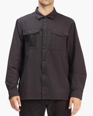 Men's Billabong A/Div Otis Surftrek UPF 50+ Long Sleeve Shirts Black | 587ZTUXWL