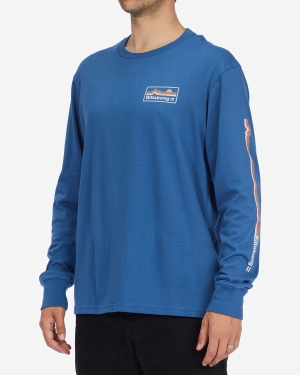 Men's Billabong A/Div Range Organic Long Sleeve T Shirts Blue | 615KGPIWV