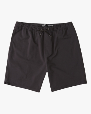 Men's Billabong A/Div Surftrek Elastic Waist 17 Shorts Black | 681XZIQUL