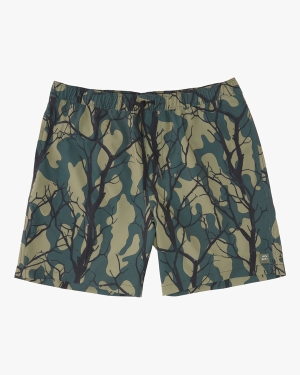 Men's Billabong A/Div Surftrek Elastic Waist 17 Shorts Olive Camo | 910NSGLFZ