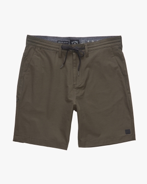 Men's Billabong A/Div Surftrek Plus Organic Elastic Waist 19 Shorts Dark Olive | 082DACPSJ