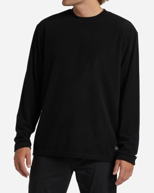 Men's Billabong A/Div Waffle Long Sleeve Thermal Shirts Black | 710ZPUWCV