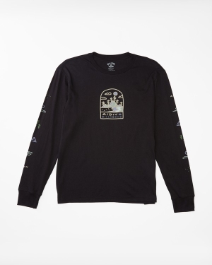 Men's Billabong A/Div Wave Woods Long Sleeve T Shirts Black | 570RVSEFG