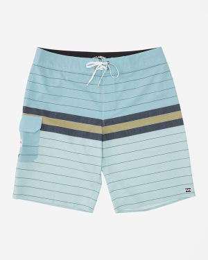 Men's Billabong All Day Heather Stripe Pro 20 Boardshorts Light Blue | 653MXPWHU