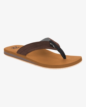 Men's Billabong All Day Impact Cush Flip Flops Brown | 193YUJDXM