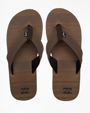 Men's Billabong All Day Impact Print Slip-On Flip Flops Brown | 592UYWQHX