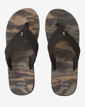 Men's Billabong All Day Impact Print Slip-On Flip Flops Camo | 715YMWSRO