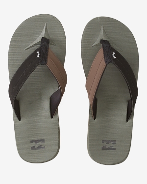 Men's Billabong All Day Impact Slip-On Flip Flops Olive | 761XHOGLK
