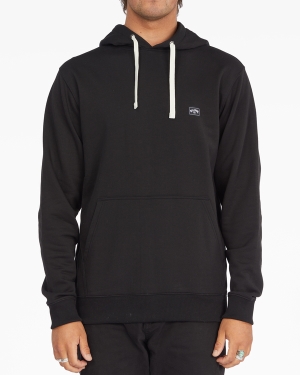 Men's Billabong All Day Organic Pullover Hoodie Black / Black | 109QMDCGI