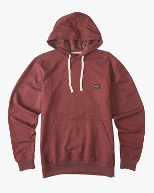 Men's Billabong All Day Organic Pullover Hoodie Burgundy | 208ALONSP