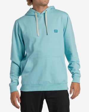 Men's Billabong All Day Organic Pullover Hoodie Blue | 376KMAIBW