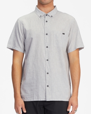 Men's Billabong All Day Organic Short Sleeve Shirts Light Grey | 580XVFTAW