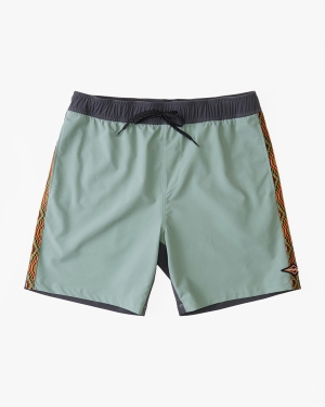 Men's Billabong All Day Pigment Layback 17 Boardshorts Olive | 918IFQTCY