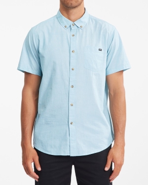 Men's Billabong All Day Short Sleeve Shirts Turquoise | 564KJBYMH