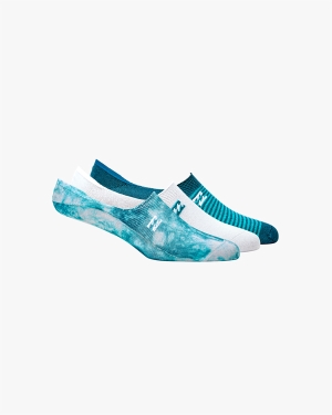 Men's Billabong All Day Tie-Dye No-Show Socks Turquoise | 903INYGKQ